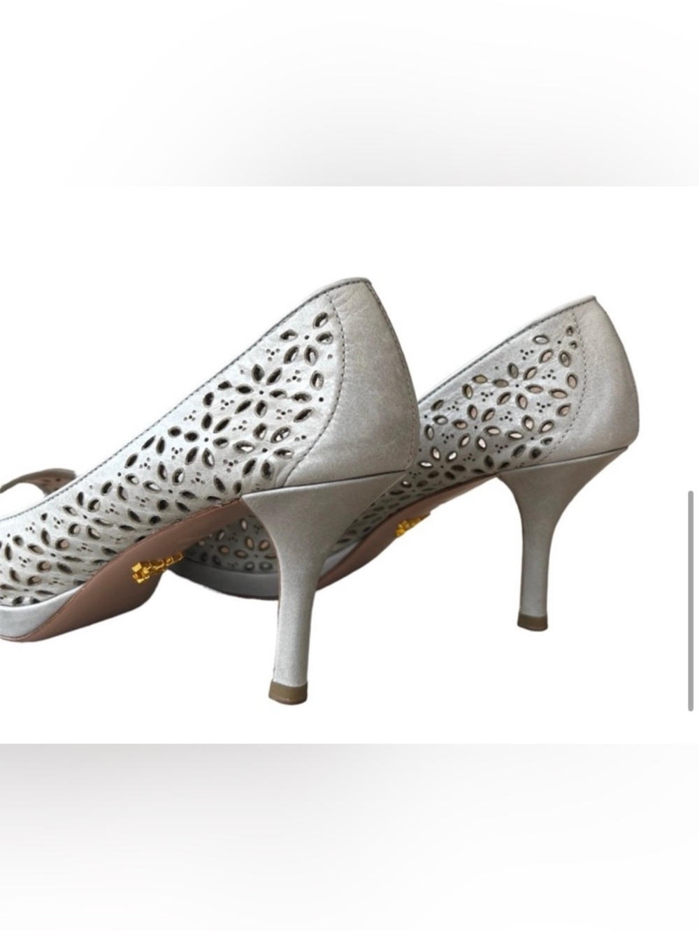 Prada Milano Decolte Powder Perforated Heels Pumps - Picture 8 of 12